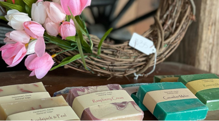 All natural homeade soap being sold at the farm store.